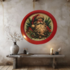 TRAY RED METAL ROUND Decoupaged Hand Painted Upcycled Repurposed Wall Art SANTA FACE - I STILL BELIEVE With Bling Home Decor Christmas Wall Art Gift - JAMsCraftCloset