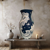 Glass VASE NAUTICAL BLUE Decoupaged LACE and BLING Wedding Decor Shelf Sitter Lace Vase Shabby Chic Victorian BoHo Decor Gift Idea - JAMsCraftCloset