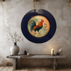 PLATE CHARGER NAVY BLUE PLASTIC ROUND DECOUPAGED Upcycled Repurposed Wall Art or Shelf Sitter RISE AND SHINE ROOSTER Decor Kitchen Decor Home Decor Wall Art Gift WEDDING - JAMsCraftCloset