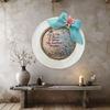 PLATE CHARGER CREAM With Brown Border PLASTIC ROUND DECOUPAGED Upcycled Repurposed Wall Art or Shelf Sitter LIFE IS LIKE A FLOWER Home Decor Gift WEDDING - JAMsCraftCloset