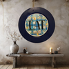 PLATE CHARGER NAVY BLUE PLASTIC ROUND DECOUPAGED Upcycled Repurposed Wall Art or Shelf Sitter EAT Kitchen Decor Home Decor Wall Art Gift WEDDING - JAMsCraftCloset