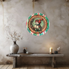 TRAY RED AQUA TEAL PLASTIC ROUND Decoupaged Hand Painted Upcycled Repurposed Wall Art SNOWMAN Home Decor Christmas Wall Art Shelf Sitter Gift - JAMsCraftCloset