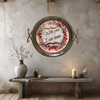 TRAY SILVER METAL With GOLD Handles Mid-Century Modern ROUND Decoupaged Hand Painted Upcycled Repurposed Wall Art or Shelf Sitter WITH YOU I AM HOME Home Decor Gift - JAMsCraftCloset