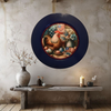 PLATE CHARGER NAVY BLUE PLASTIC ROUND DECOUPAGED Upcycled Repurposed Wall Art or Shelf Sitter HEN WITH EGGS 4TH OF JULY Decor Kitchen Decor Home Decor Wall Art Gift WEDDING - JAMsCraftCloset