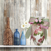 Glass WHITE Vase Decoupaged PINK ROSES and PINK and GREEN BOW AND FLOWER Wedding Decor Shelf Sitter Floral Vase Flower Vase Gift Idea Table Decor Centerpiece Home Decor Cottage Chic Farmhouse Decor Victorian Decor - JAMsCraftCloset