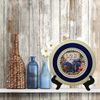 Glass PLATE Round THE BLUE THAT MAKES YOU FEEL BETTER - BLUEBERRIES Country Farmhouse Kitchen Shelf Sitter Handmade Decoupaged Repurposed Upcycled Birthday Gift Idea - JAMsCraftCloset