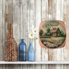 SQUARE Plastic PLATE Farmhouse Country Wall Art Shelf Sitter Decoupage FARMHOUSE DAISIES - WELCOME Handmade Gift Idea Crafters Delight - JAMsCraftCloset