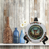 Glass PLATE Round CHRISTMAS DEER 2 Country Farmhouse Kitchen Shelf Sitter Handmade Decoupaged Repurposed Upcycled Birthday Gift Idea - JAMsCraftCloset
