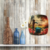 SQUARE Plastic PLATE Farmhouse Country Wall Art Shelf Sitter Decoupage ANTIQUE WATER PUMP - GOOD MORNING Handmade Gift Idea Crafters Delight - JAMsCraftCloset
