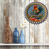 Metal Round RED, WHITE, and BLUE TRAY Farmhouse Country HEN WITH WATERING CAN Design Wall Art Country Farmhouse Decor Handmade Kitchen or Coffee Bar Decor Gift Idea &nbsp;- JAMsCraftCloset
