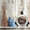Glass PLATE Round WHITE FARM TRUCK -FARM PERFECT FARM Country Farmhouse Kitchen Shelf Sitter Handmade Decoupaged Repurposed Upcycled Birthday Gift Idea - JAMsCraftCloset