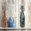 GLASS BOTTLE Green With Wire Cork Decoupaged GREEN WITH LACE AND PEARLS Shelf Sitter Home Decor Country Farmhouse Decor Wedding Decor Gift Idea - JAMsCraftCloset