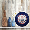 PLATE CHARGER NAVY BLUE PLASTIC ROUND DECOUPAGED Upcycled Repurposed Wall Art or Shelf Sitter RED WHITE BLUE 4TH OF JULY Decor Kitchen Decor Home Decor Wall Art Gift WEDDING - JAMsCraftCloset