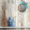 PLATE CHARGER CREAM With Brown Border PLASTIC ROUND DECOUPAGED Upcycled Repurposed Wall Art or Shelf Sitter LIFE IS LIKE A FLOWER Home Decor Gift WEDDING - JAMsCraftCloset