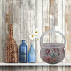 Glass BASKET Decoupaged PINK ROSES Wedding Decor Shelf Sitter Basket Shabby Chic Victorian BoHo Home Decor Gift Idea - JAMsCraftCloset