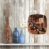 SQUARE Plastic PLATE Farmhouse Country Wall Art Shelf Sitter Decoupage ANTIQUE TRACTOR - READY FOR WORK Handmade Gift Idea Crafters Delight - JAMsCraftCloset