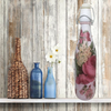 GLASS BOTTLE WHITE With Wire Cork Decoupaged PINK AND RED ROSES AND PINK PEARLS Shelf Sitter Home Decor Country Farmhouse Decor Wedding Decor Gift Idea - JAMsCraftCloset