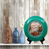 PLATE CHARGER TEAL AQUA PLASTIC ROUND DECOUPAGED Upcycled Repurposed Wall Art or Shelf Sitter WITH YOU I AM HOME Home Decor Wall Art Gift WEDDING - JAMsCraftCloset