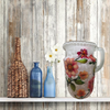 Glass PITCHER Decoupaged VIBRANT FLORAL Wedding Decor Shelf Sitter Basket Shabby Chic Victorian BoHo Home Decor Gift Idea - JAMsCraftCloset