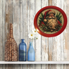 TRAY RED METAL ROUND Decoupaged Hand Painted Upcycled Repurposed Wall Art SANTA FACE - I STILL BELIEVE With Bling Home Decor Christmas Wall Art Gift - JAMsCraftCloset