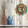 TRAY RED AQUA TEAL PLASTIC ROUND Decoupaged Hand Painted Upcycled Repurposed Wall Art SNOWMAN Home Decor Christmas Wall Art Shelf Sitter Gift - JAMsCraftCloset