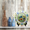 PLATE FLORAL PLASTIC ROUND DECOUPAGED Upcycled Repurposed Wall Art or Shelf Sitter LAZY DAYS OF SUMMER Green Red Blue Floral Home Decor Wall Art Gift WEDDING - JAMsCraftCloset
