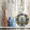 Round Glass Plate Reverse Decoupaged EASTER Holiday WISHES FOR A BRIGHT AND BLESSED EASTER Farmhouse Country Shelf Sitter Handmade Gift Idea &nbsp;- JAMsCraftCloset