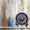 Glass PLATE Round IT IS OK TO BE A LITTLE BLUE - BLUEBERRIES Country Farmhouse Kitchen Shelf Sitter Handmade Decoupaged Repurposed Upcycled Birthday Gift Idea - JAMsCraftCloset