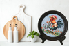 Pie Pan Vintage Navy Blue With White Speckles HEN WITH WATERING CAN Farmhouse Country Wall Art Handmade Decoupaged Hand Painted Repurposed Upcycled Gift Idea - JAMsCraftCloset