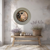 Galvanized Metal Round Charger Plate With Hanging Hook Decoupaged Farmhouse Country Wall Art Shelf Sitter WELCOME TO THE FARM COW Handmade Gift Idea - JAMsCraftCloset
