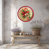 TRAY WHITE and RED METAL ROUND Decoupaged Hand Painted Upcycled Repurposed Wall Art CANDY CANE MERRY CHRISTMAS Home Decor Christmas Wall Art Gift - JAMsCraftCloset
