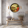 Galvanized Metal Round TRAY Farmhouse Country Shelf Sitter Wall Art A LITTLE PIECE OF HEAVEN Farm Chickens Floral Handmade Gift Idea &nbsp;- JAMsCraftCloset