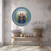 PLATE PLASTIC ROUND Decoupaged Hand Painted Upcycled Repurposed Wall Art BUNNY BLUE FLORAL Home Decor Spring Easter Wall Art Gift - JAMsCraftCloset