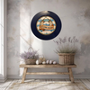 PLATE CHARGER NAVY BLUE PLASTIC ROUND DECOUPAGED Upcycled Repurposed Wall Art or Shelf Sitter WELCOME ABOARD Boat Decor Kitchen Decor Home Decor Wall Art Gift WEDDING - JAMsCraftCloset