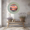 PLATE CHARGER TEAL AQUA PLASTIC ROUND DECOUPAGED Upcycled Repurposed Wall Art or Shelf Sitter GOOD MORNING - BEACH SCENE Home Coffee Bar KITCHEN Bathroom Decor Gift WEDDING - JAMsCraftCloset