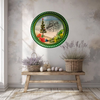 TRAY GREEN PLASTIC ROUND Decoupaged Hand Painted Upcycled Repurposed BEACH SCENE - MOST WONDERFUL TIME OF THE YEAR Home Decor Christmas Wall Art Shelf Sitter Gift - JAMsCraftCloset
