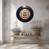 PLATE CHARGER NAVY BLUE PLASTIC ROUND DECOUPAGED Upcycled Repurposed Wall Art or Shelf Sitter RED WHITE BLUE 4TH OF JULY Decor Kitchen Decor Home Decor Wall Art Gift WEDDING - JAMsCraftCloset
