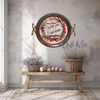 TRAY SILVER METAL With GOLD Handles Mid-Century Modern ROUND Decoupaged Hand Painted Upcycled Repurposed Wall Art or Shelf Sitter WITH YOU I AM HOME Home Decor Gift - JAMsCraftCloset