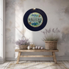 PLATE CHARGER NAVY BLUE PLASTIC ROUND DECOUPAGED Upcycled Repurposed Wall Art or Shelf Sitter WELCOME Decor Kitchen Decor Home Decor Wall Art Gift WEDDING - JAMsCraftCloset