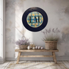 PLATE CHARGER NAVY BLUE PLASTIC ROUND DECOUPAGED Upcycled Repurposed Wall Art or Shelf Sitter EAT Kitchen Decor Home Decor Wall Art Gift WEDDING - JAMsCraftCloset