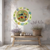 PLATE FLORAL PLASTIC ROUND DECOUPAGED Upcycled Repurposed Wall Art or Shelf Sitter LAZY DAYS OF SUMMER Green Red Blue Floral Home Decor Wall Art Gift WEDDING - JAMsCraftCloset