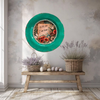 PLATE CHARGER TEAL AQUA PLASTIC ROUND DECOUPAGED Upcycled Repurposed Wall Art or Shelf Sitter WITH YOU I AM HOME Home Decor Wall Art Gift WEDDING - JAMsCraftCloset
