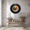 PLATE CHARGER NAVY BLUE PLASTIC ROUND DECOUPAGED Upcycled Repurposed Wall Art or Shelf Sitter RISE AND SHINE ROOSTER Decor Kitchen Decor Home Decor Wall Art Gift WEDDING - JAMsCraftCloset