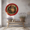 TRAY RED METAL ROUND Decoupaged Hand Painted Upcycled Repurposed Wall Art SANTA FACE - I STILL BELIEVE With Bling Home Decor Christmas Wall Art Gift - JAMsCraftCloset