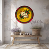 TRAY RED PLAID PLASTIC ROUND Decoupaged Hand Painted Upcycled Repurposed MERRY CHRISTMAS YELLOW BACKGROUND Home Decor Christmas Wall Art Shelf Sitter Gift - JAMsCraftCloset