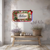 Metal Tray WHITE - CHRISTMAS - BELIEVE -Holly and Berries - HOLIDAY Wall Art Shelf Sitter Handmade Decoupaged Upcycled Metal Tray Gift- JAMsCraftCloset