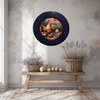 PLATE CHARGER NAVY BLUE PLASTIC ROUND DECOUPAGED Upcycled Repurposed Wall Art or Shelf Sitter HEN WITH EGGS 4TH OF JULY Decor Kitchen Decor Home Decor Wall Art Gift WEDDING - JAMsCraftCloset