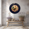 PLATE CHARGER NAVY BLUE PLASTIC ROUND DECOUPAGED Upcycled Repurposed Wall Art or Shelf Sitter HEN PINK ROSES Kitchen Decor Home Decor Wall Art Gift WEDDING - JAMsCraftCloset