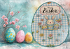 Wood Egg EASTER EGG Wall Art BUNNY WITH EGGS FLOWERS AND BLING Shelf-Sitter Gift Idea Unique Home Holiday Decor - JAMsCraftCloset