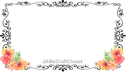 FRAME 57 Borders and Frames PNG Clipart Unique One Of A Kind Page Elegant Artistic Floral Country Colorful Decorative Borders Graphic Designs Crafters Delight - Digital Graphic Designs - JAMsCraftCloset